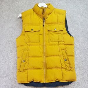 Goodfellow Co Puffer Vest Mustard Yellow Quilted Zip Utility Athleisure Size S
